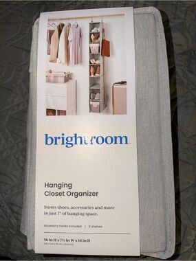 Light Gray Hanging Closet Organizer - 8-Shelf Storage